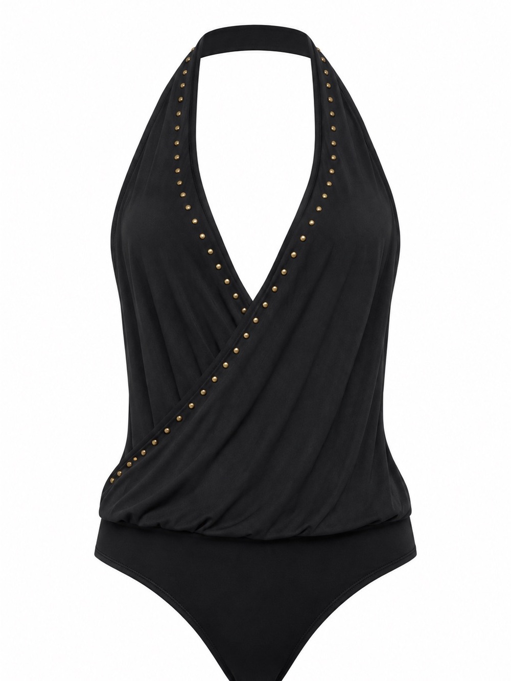 Generation Kiss Black Halter Stud-Trim Bodysuit